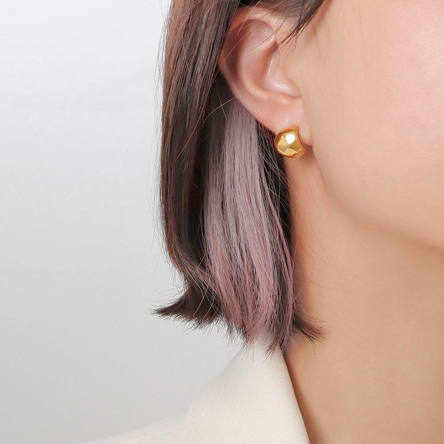 Sculpted Gold Huggie Earrings