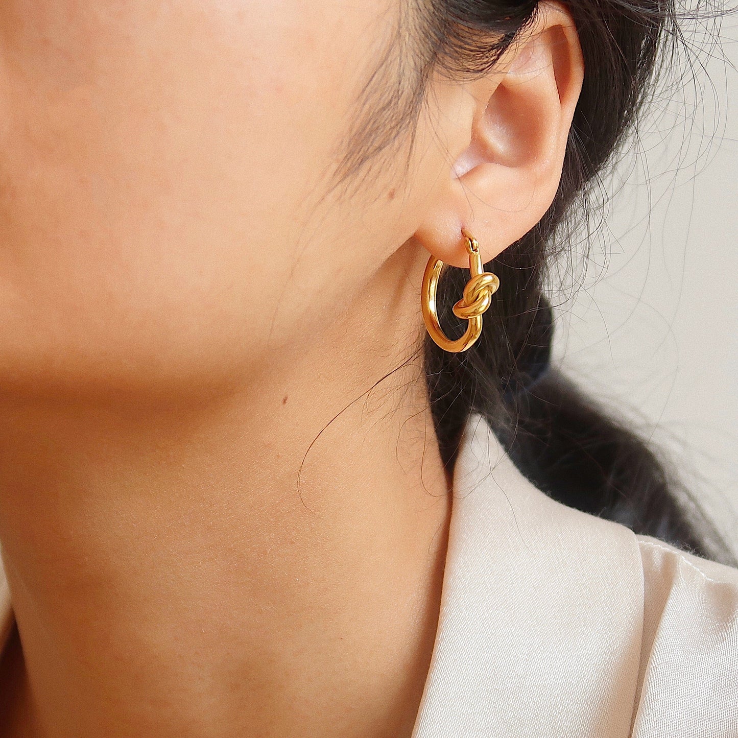 Gold Knot Hoop Earrings