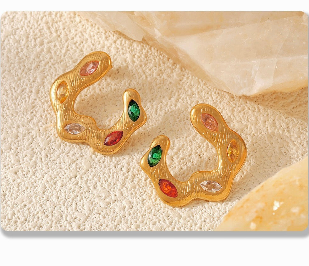 Golden Gemstone Harmony Earrings