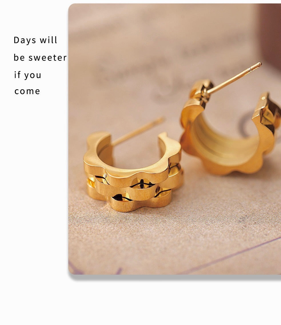 Golden Huggie Twist Earrings