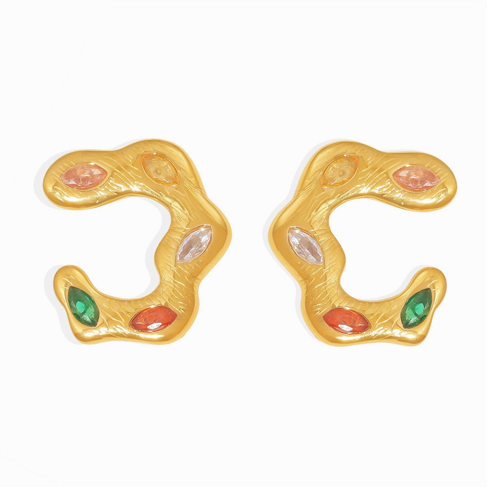 Golden Gemstone Harmony Earrings