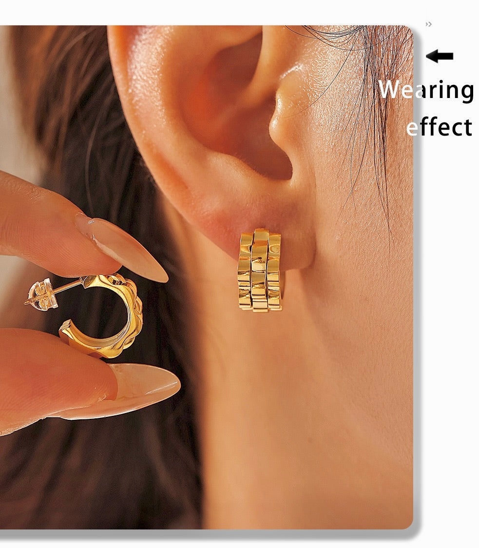 Golden Huggie Twist Earrings