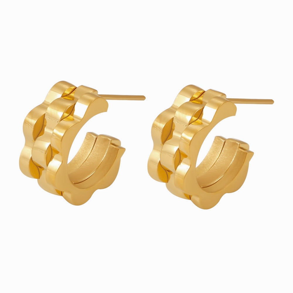 Golden Huggie Twist Earrings