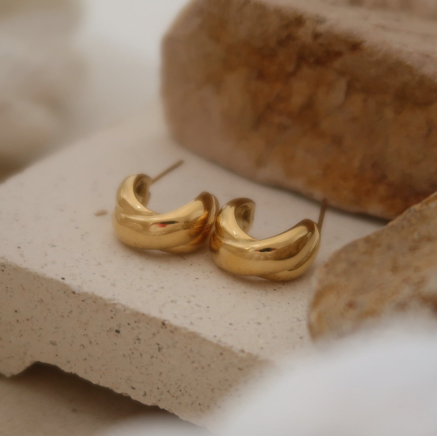 Golden Twisted Hoop Earrings