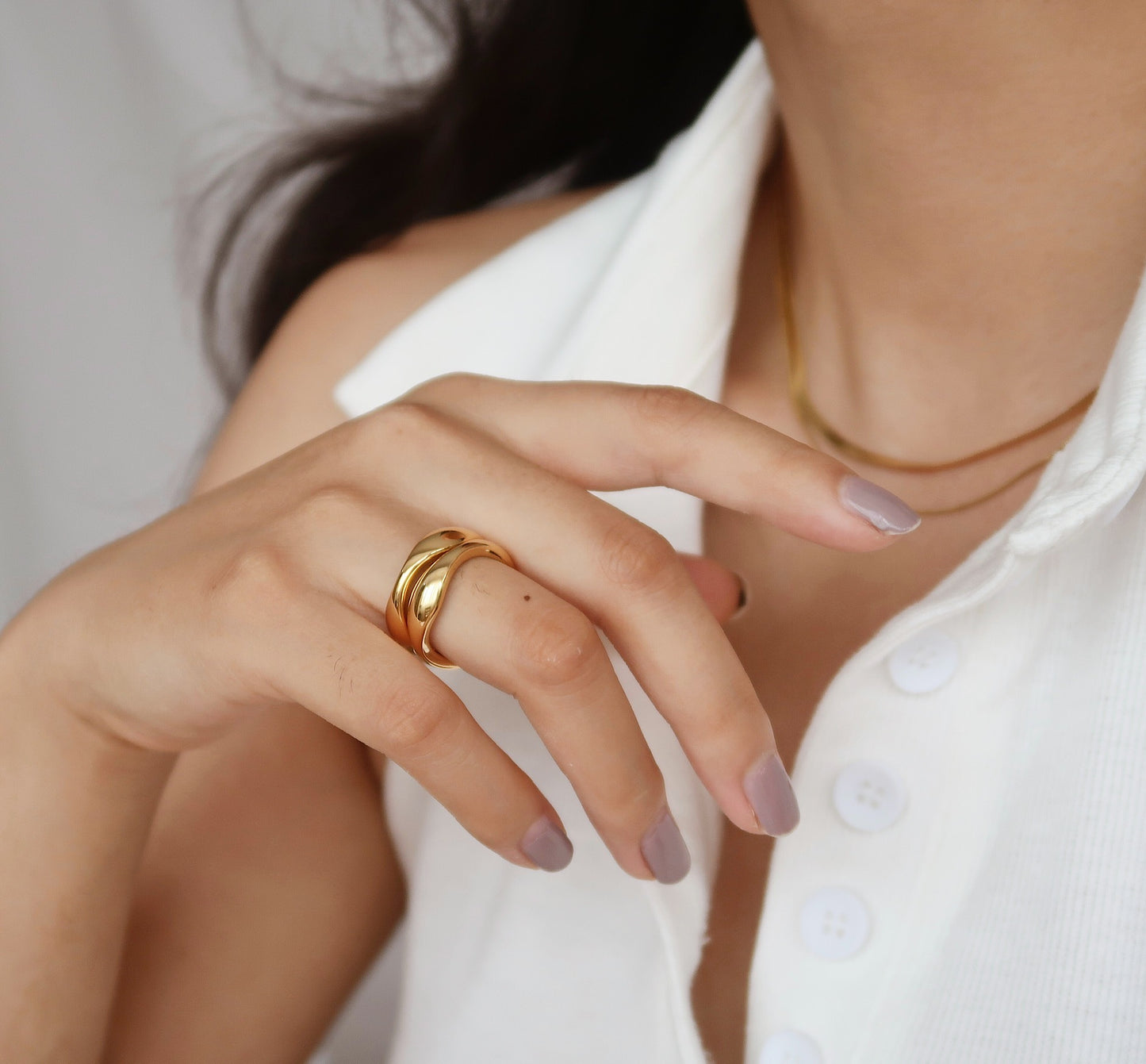 Smooth Gold Wave Ring