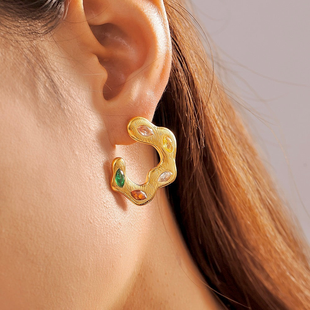 Golden Gemstone Harmony Earrings