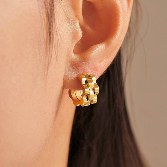 Golden Huggie Twist Earrings