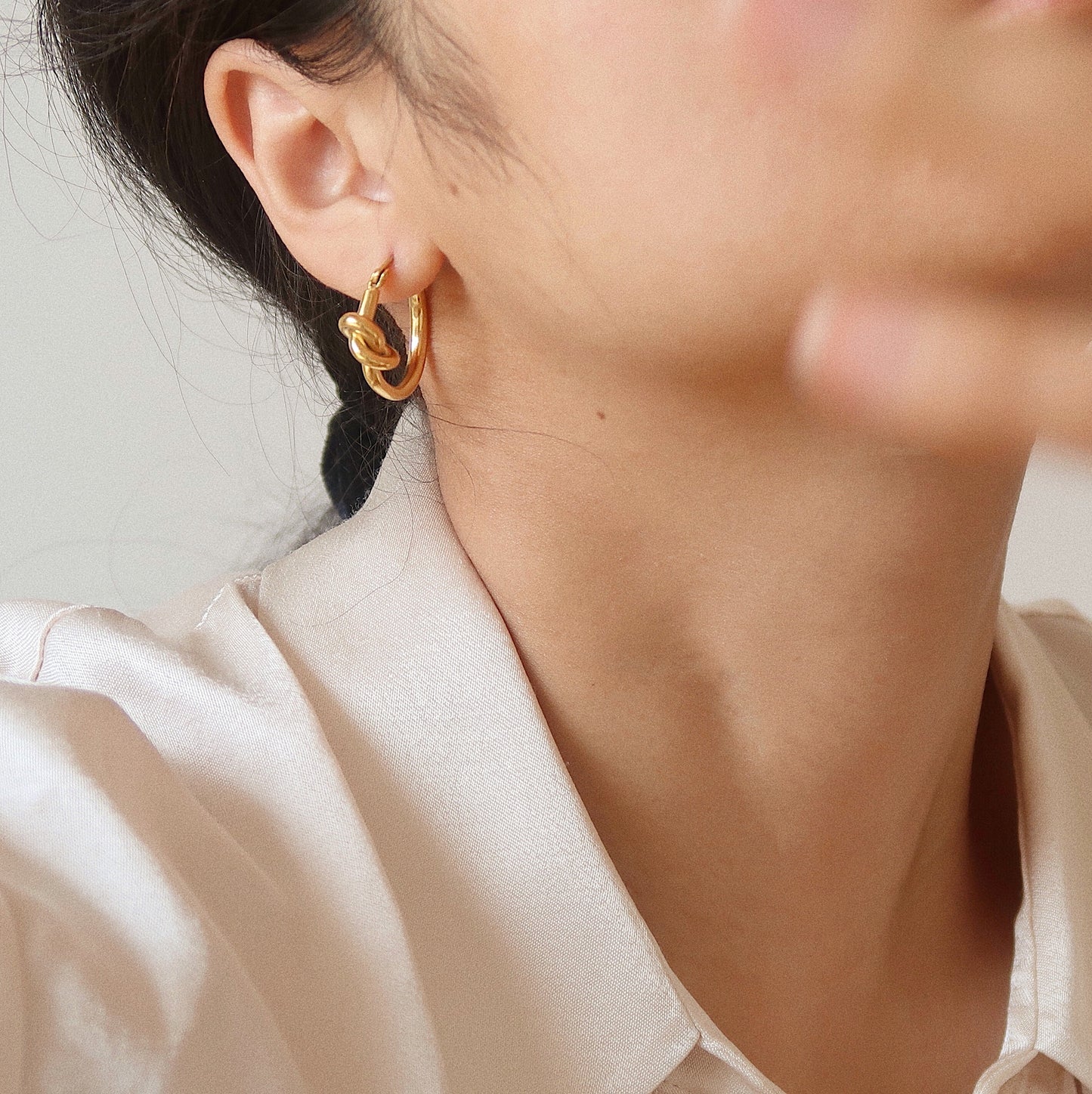 Gold Knot Hoop Earrings