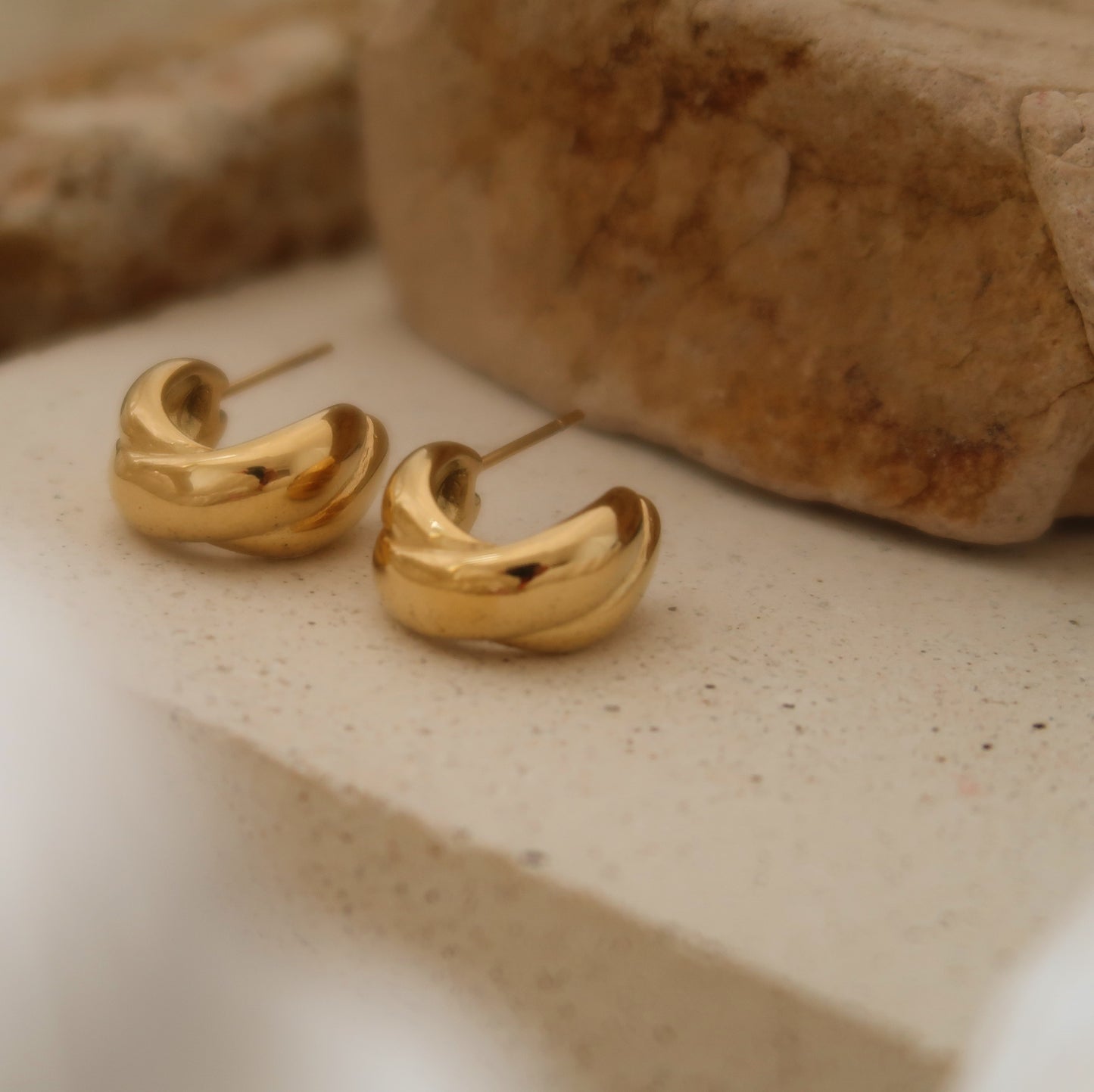 Golden Twisted Hoop Earrings