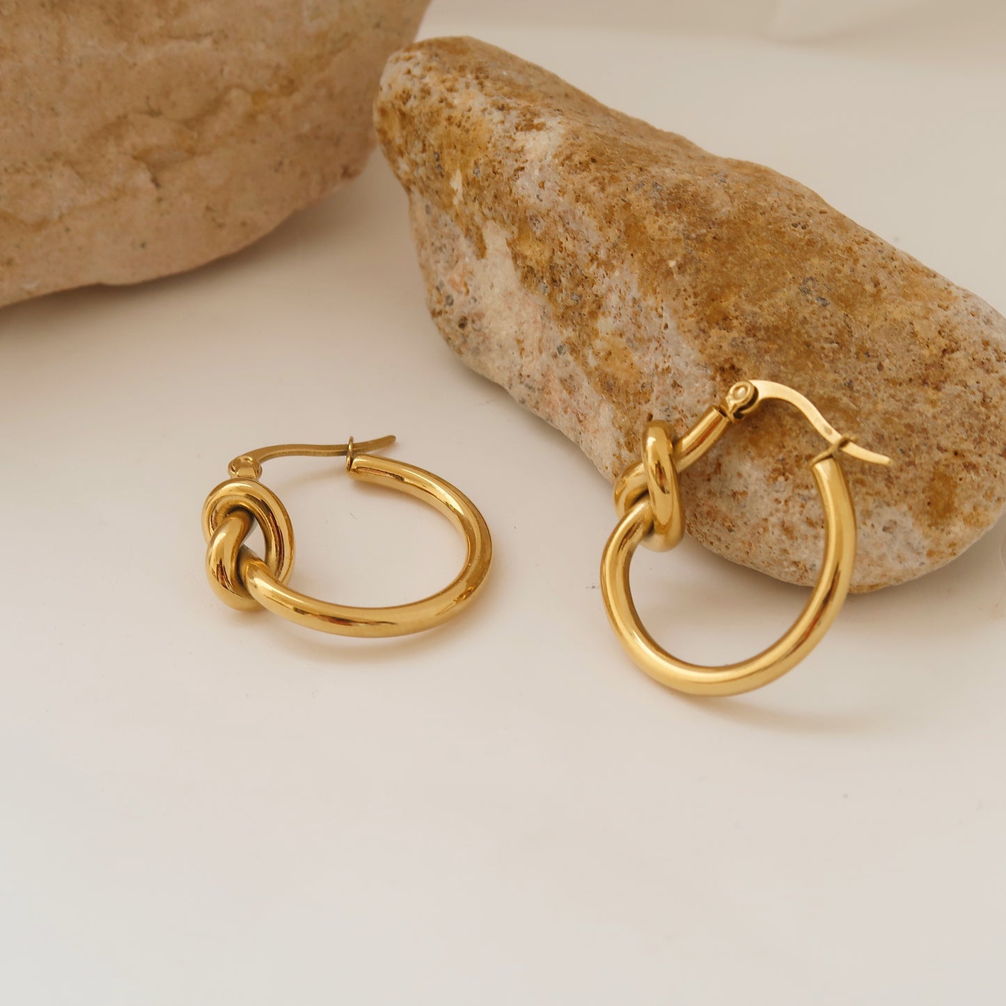 Gold Knot Hoop Earrings