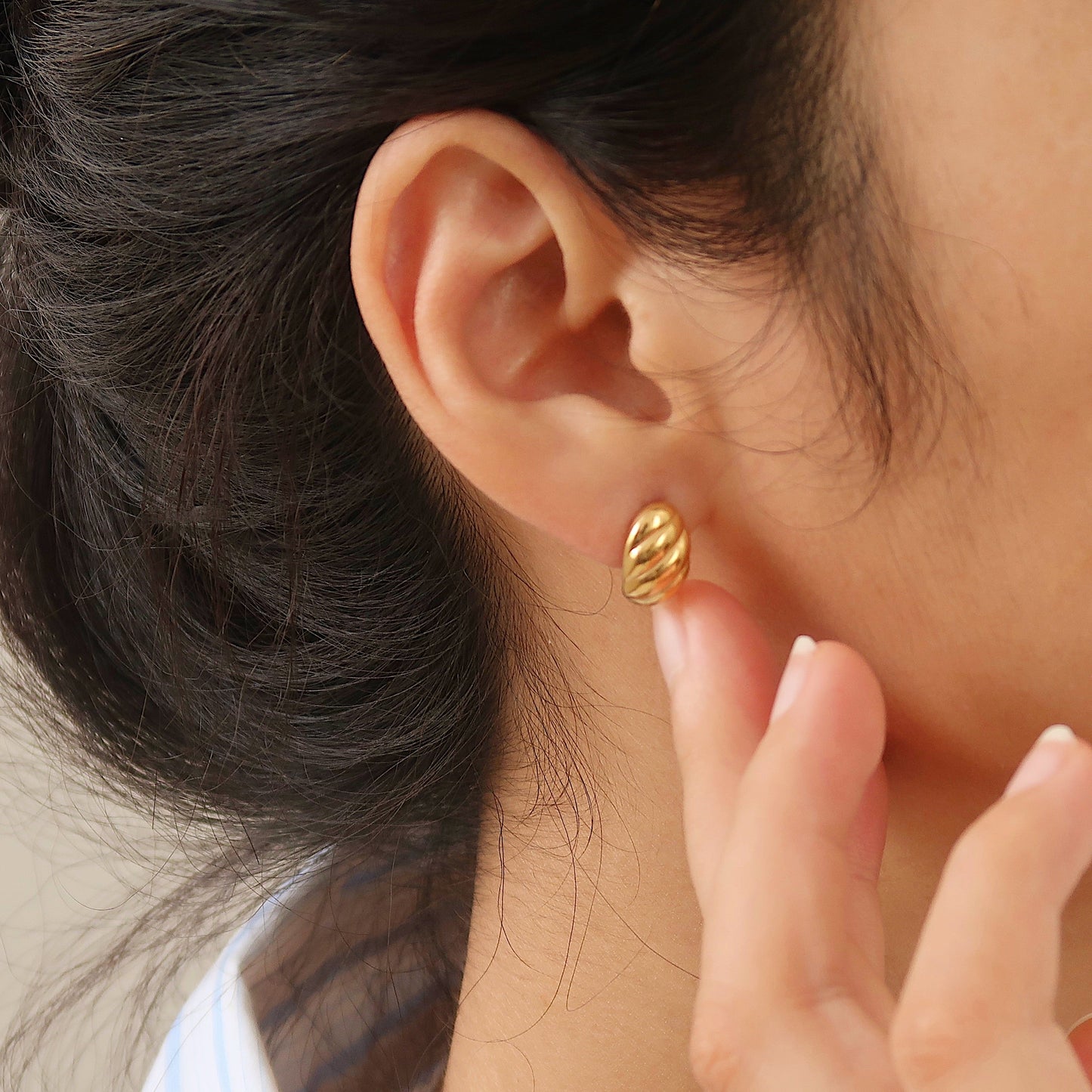 Croissant-Inspired Golden Spiral Studs