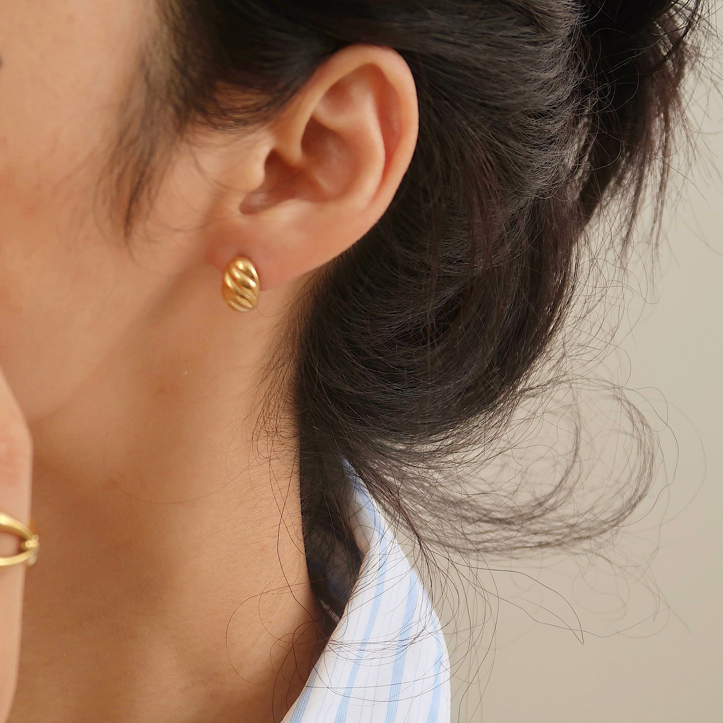 Croissant-Inspired Golden Spiral Studs