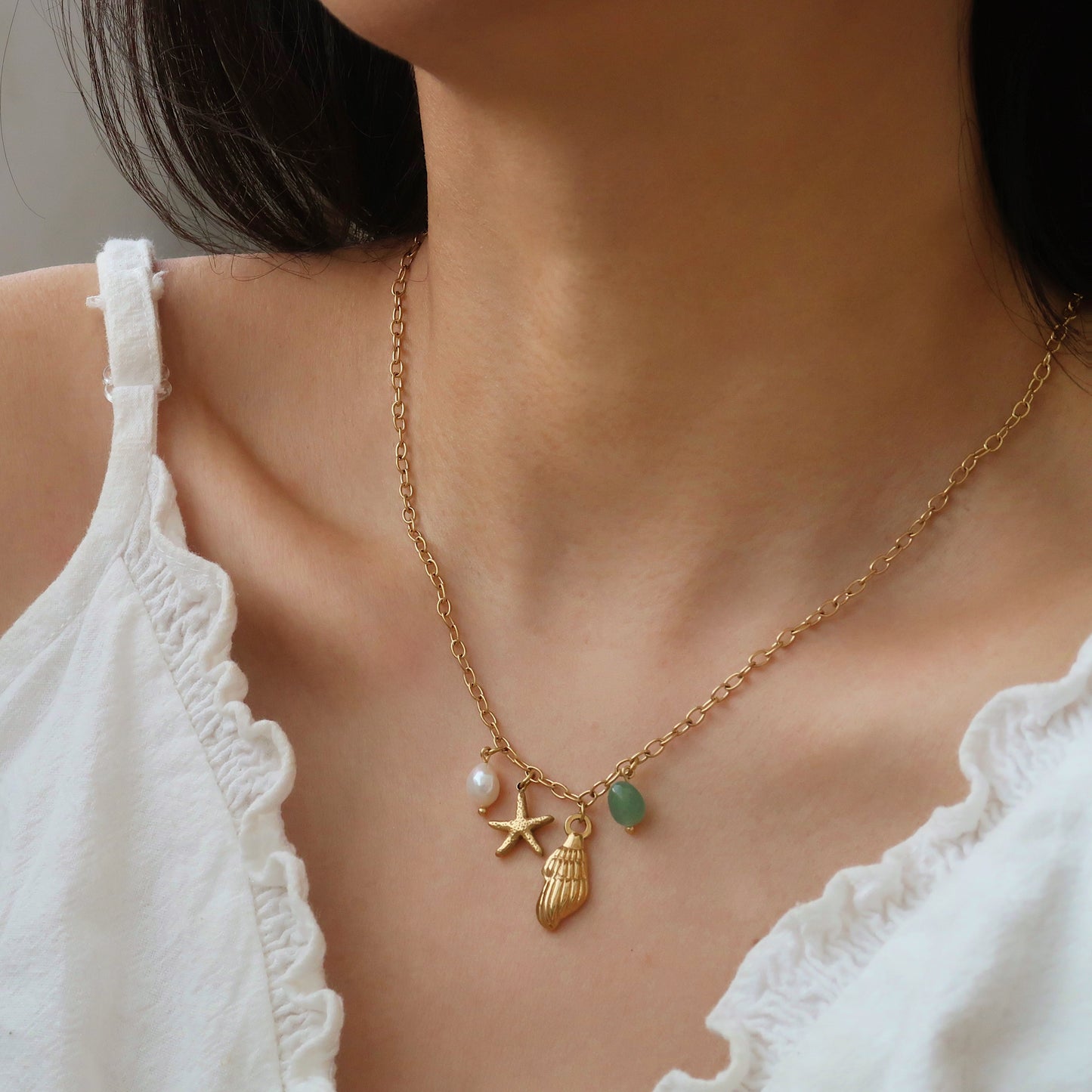 Beach Charm Gold Necklace