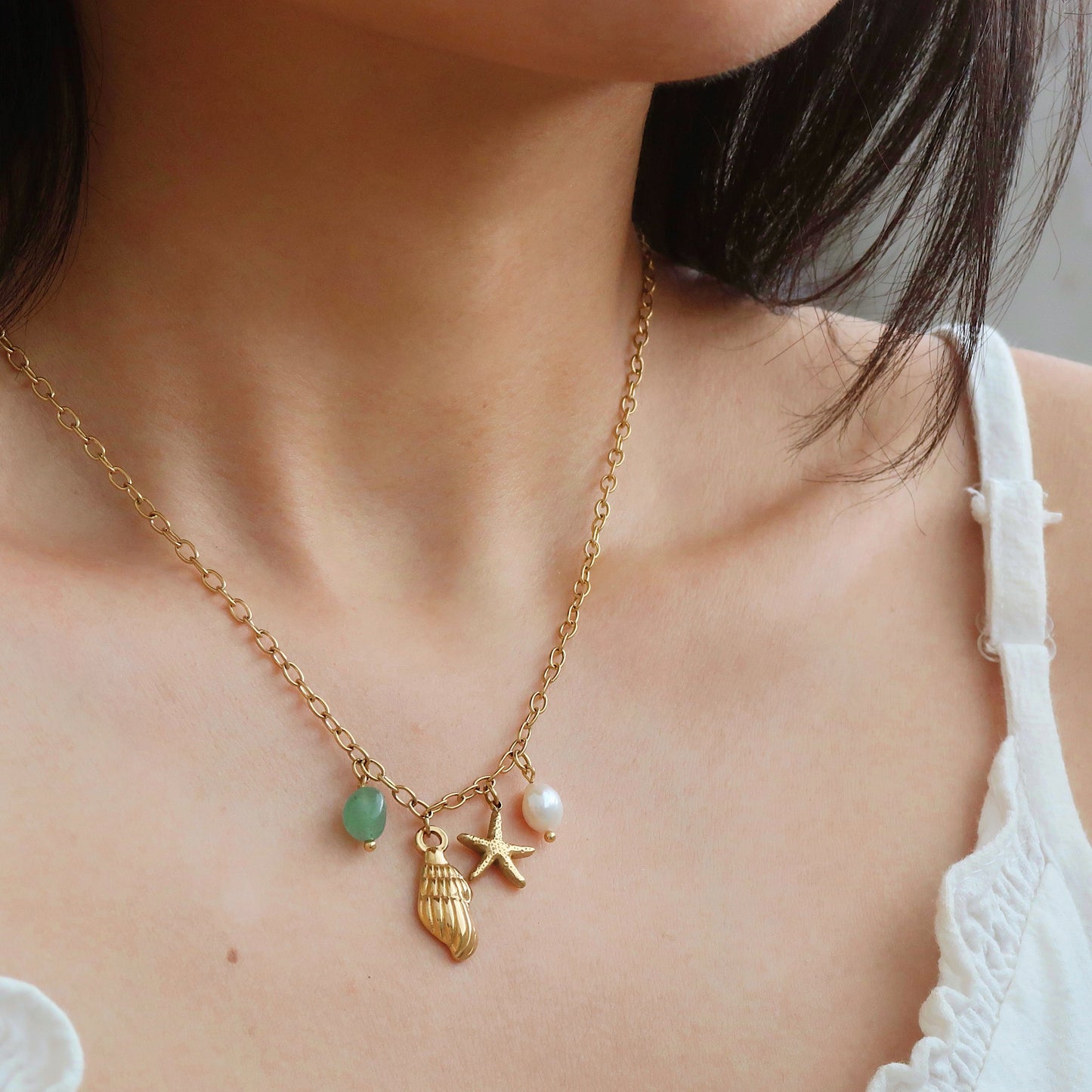 Beach Charm Gold Necklace